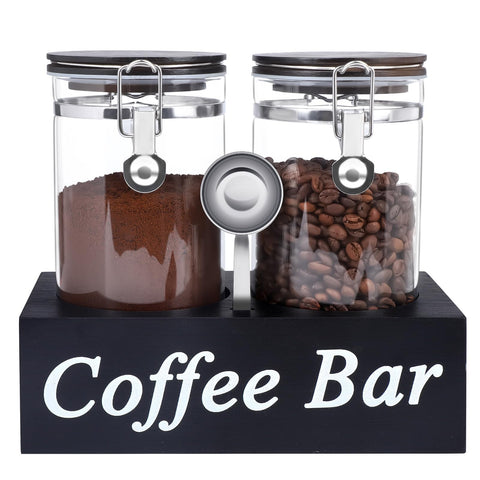 WYTAOHZL coffee containers with shelf, 54 oz jars, organized coffee storage.