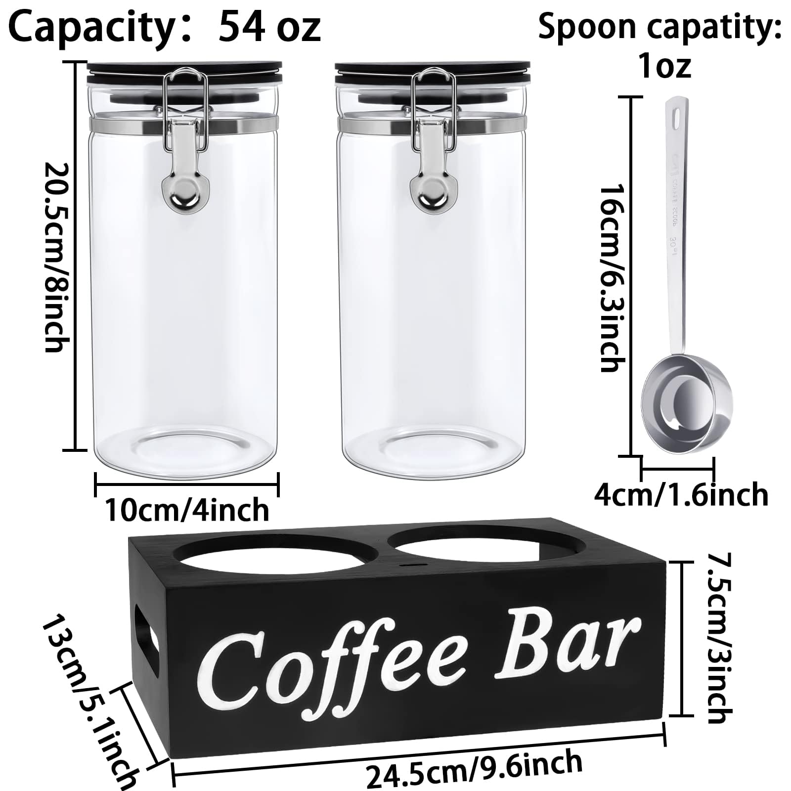 WYTAOHZL glass storage jars, 54oz, airtight lids keep beans fresh.