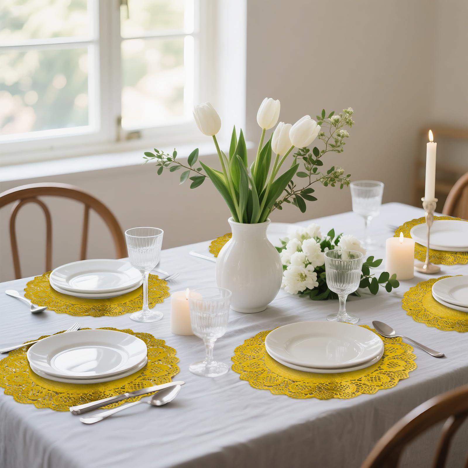 WYTAOHZL gold doilies disposable tableware for easy cleanup after events