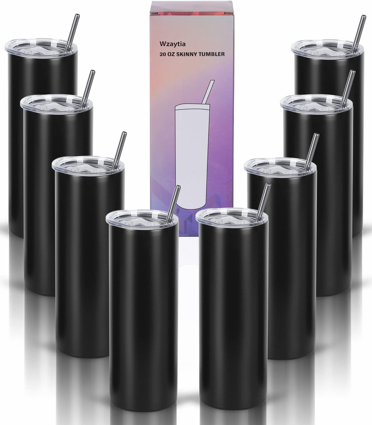 Wzaytia 20oz straight tumbler with lids for easy on-the-go hydration.