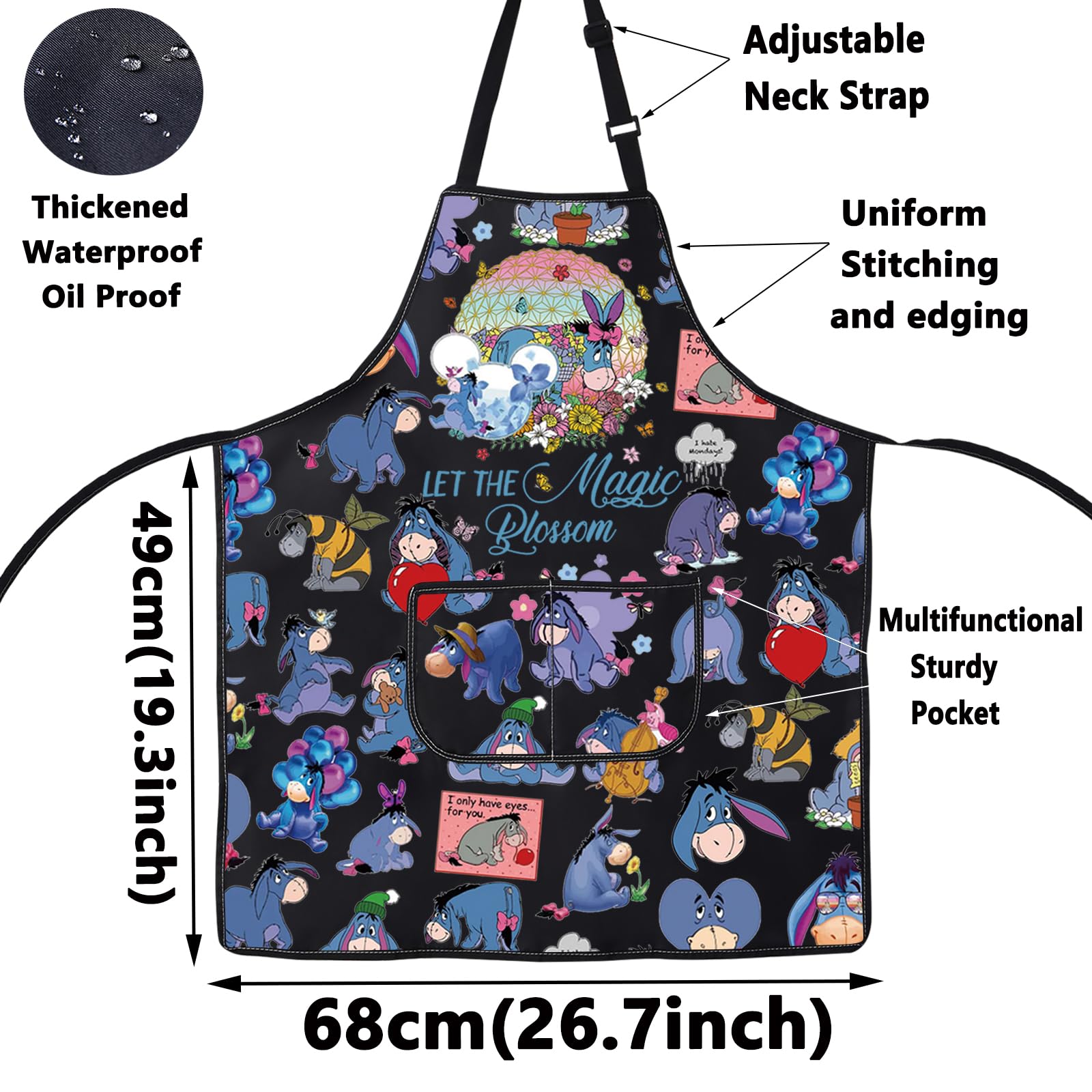 WZMPA Donkey Apron adjustable neck strap offers comfortable fitting for all body shapes.