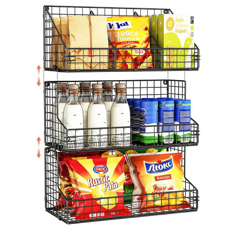 X-cosrack 3-tier wall-mounted snack organizer with clear visibility and easy access