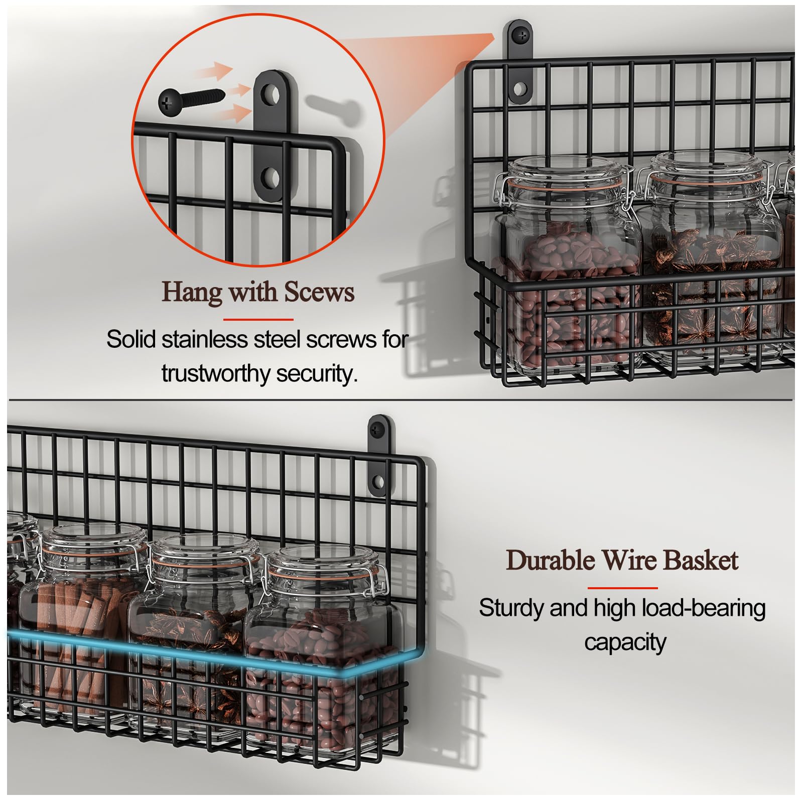 X-cosrack four-layer spice rack displaying large jar capacity and clear view