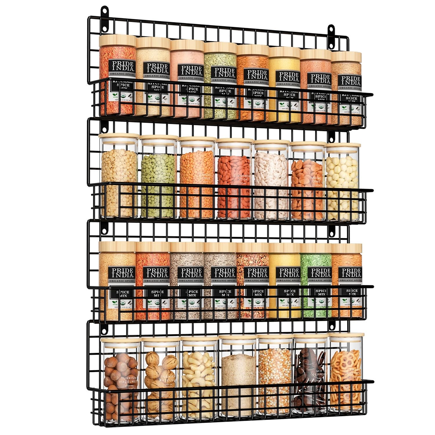 X-cosrack wall mount spice rack four-tier arrangement for organized spices