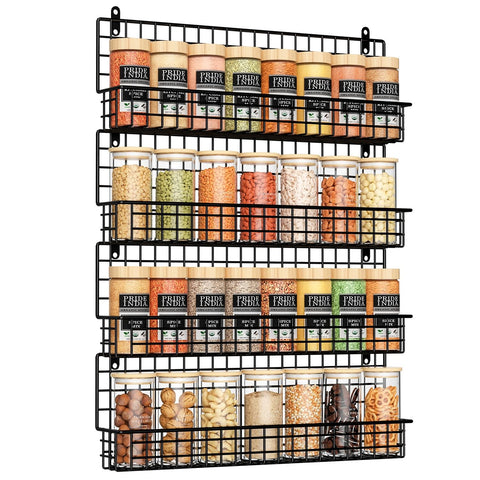 X-cosrack wall mount spice rack four-tier arrangement for organized spices