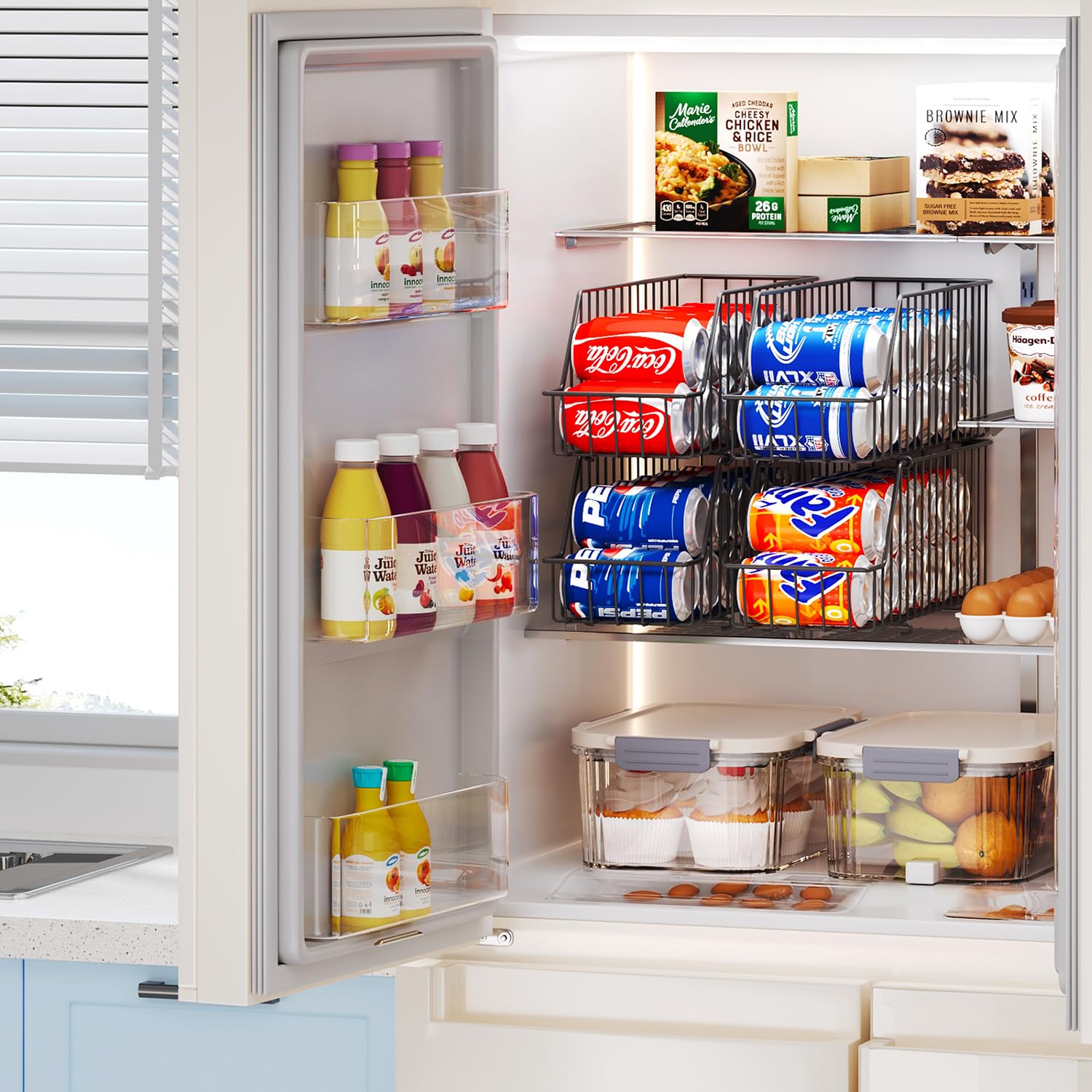 X-cosrack can storage organizer keeps cans visible and accessible.