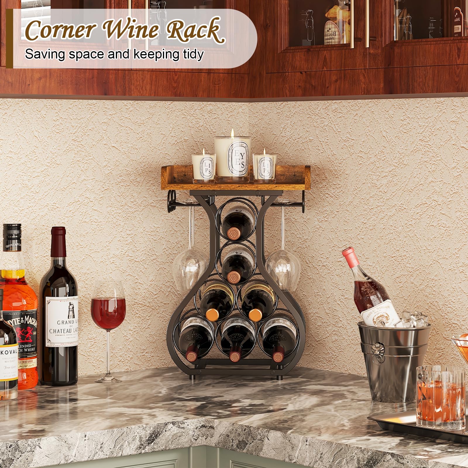 X-cosrack counter-top wine storage stand holding seven bottles