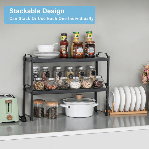 X-cosrack cupboard organizer for mugs and dishes keeps items neatly arranged.