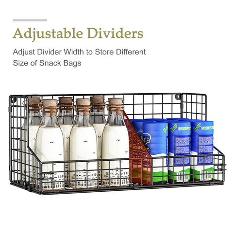 X-cosrack adjustable dividers snack basket showing contents visibility