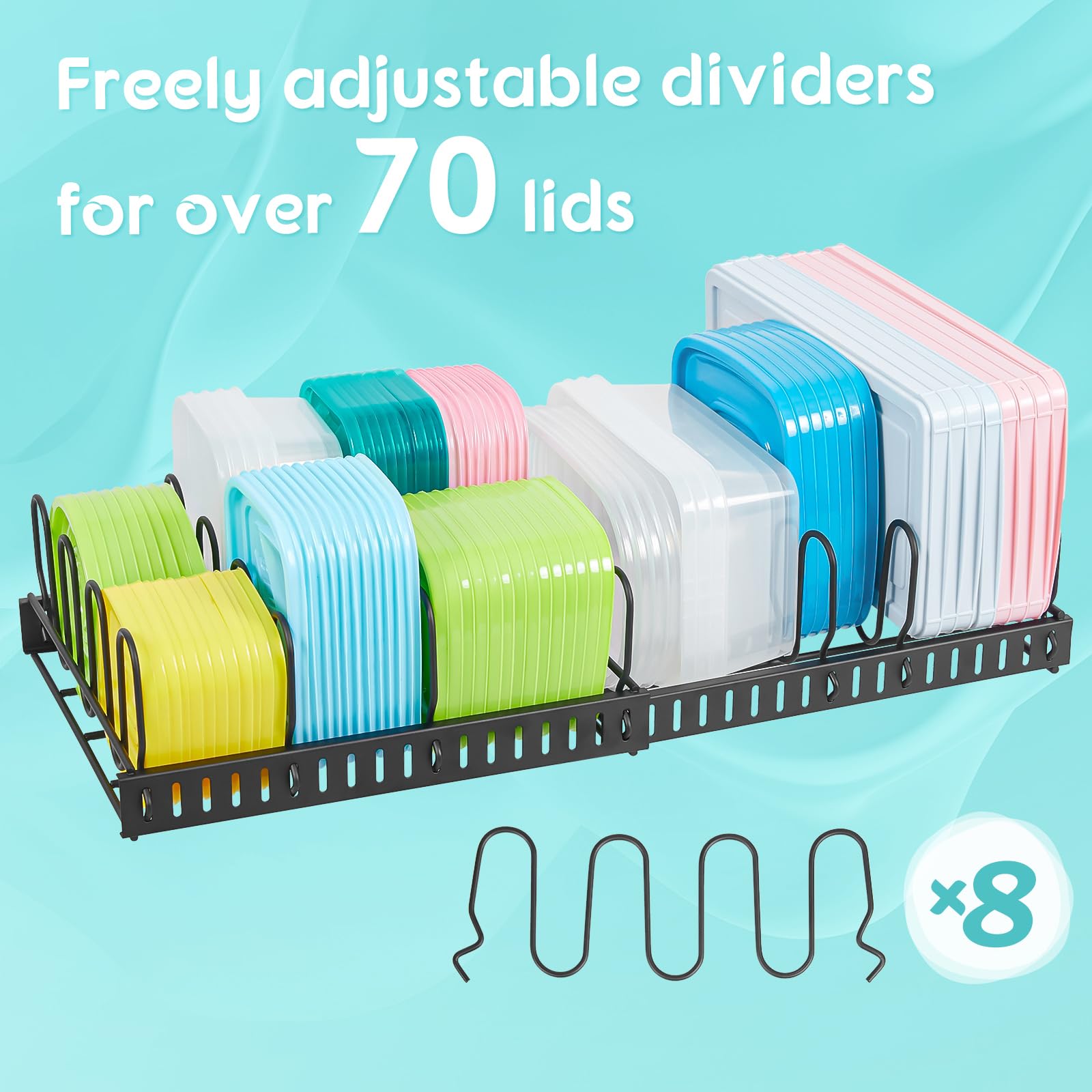 X-cosrack easy-clean lid organizer with smooth surface for quick wipe-down