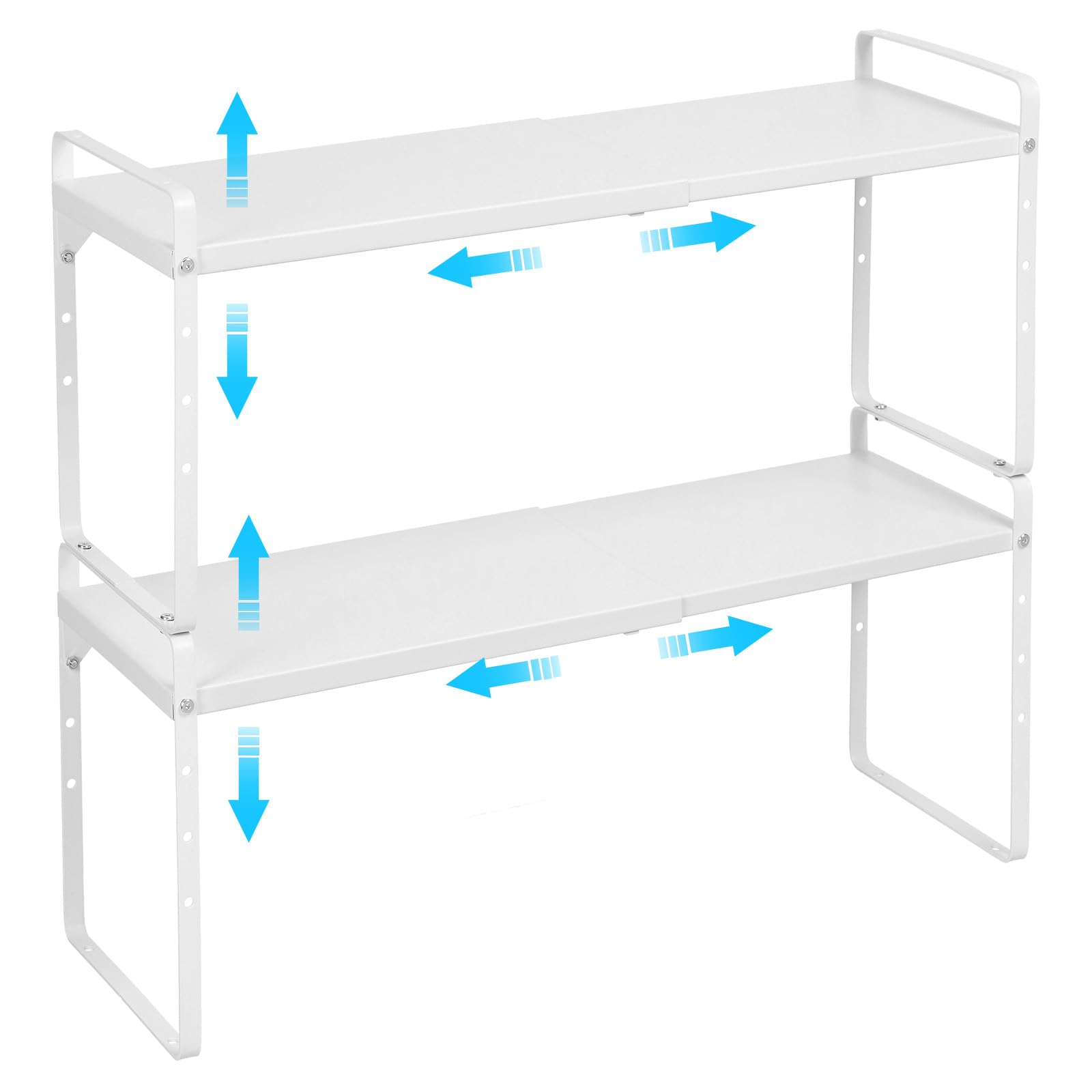 X-cosrack expandable cabinet shelf organizer on a counter for extra storage.