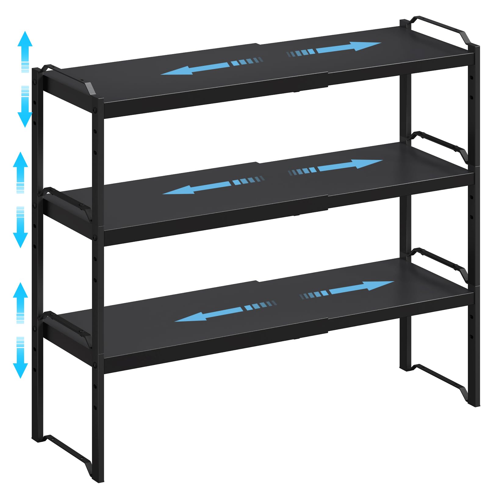 X-cosrack expandable shelves Fifteen-to-Twenty-Five Inch layout maximizes vertical kitchen storage.
