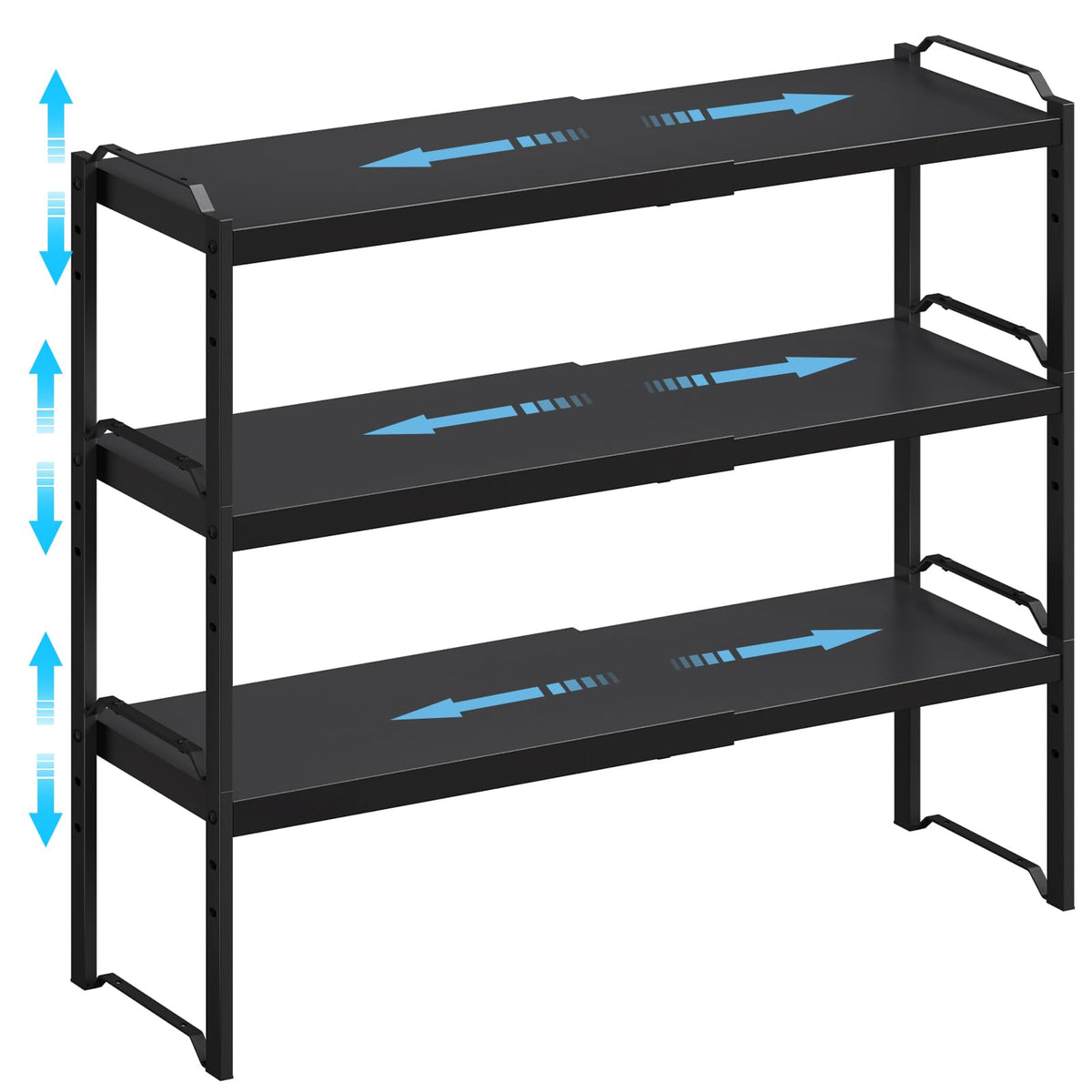 X-cosrack expandable shelves Fifteen-to-Twenty-Five Inch layout maximizes vertical kitchen storage.