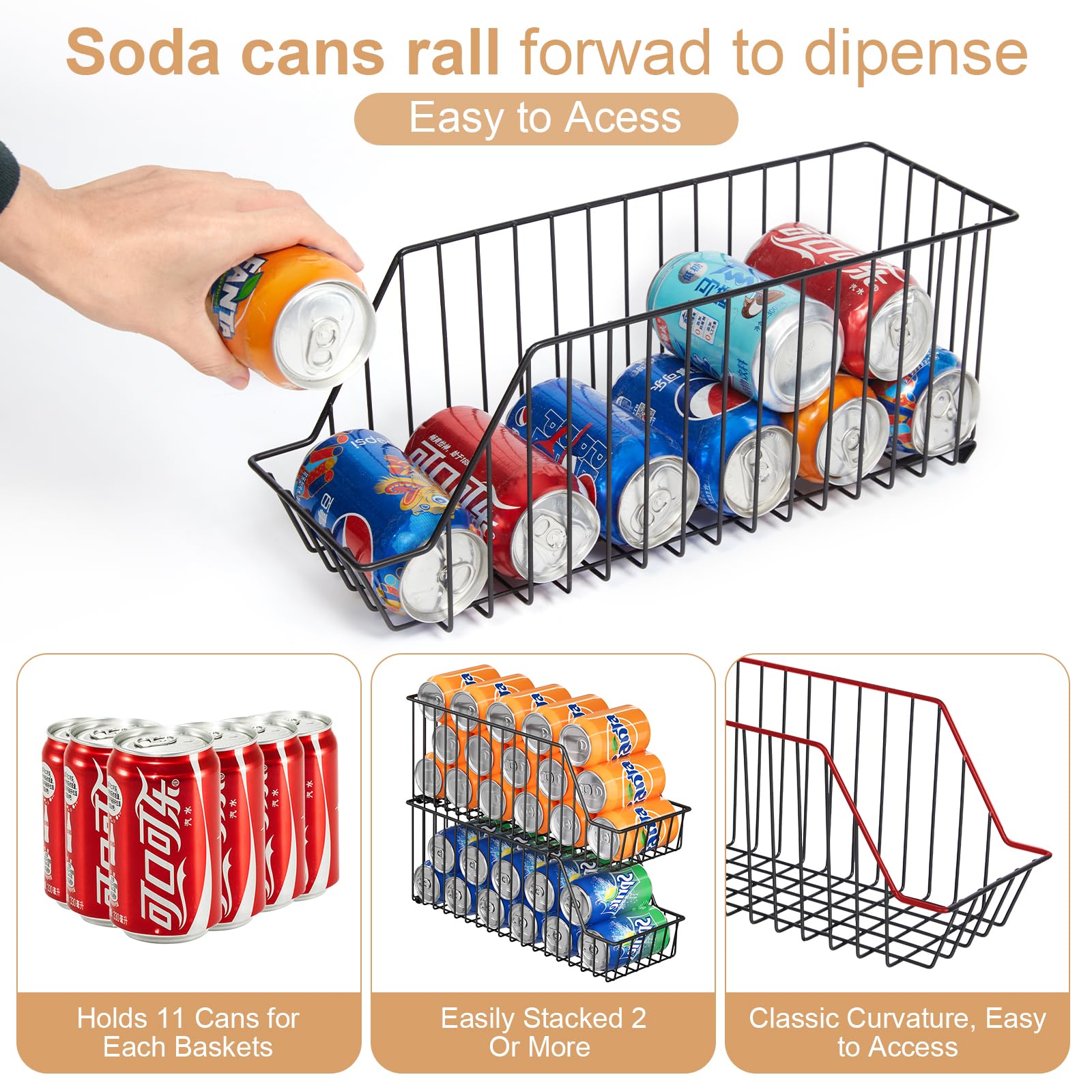 X-cosrack extended-base bottom carries six cans for stability.