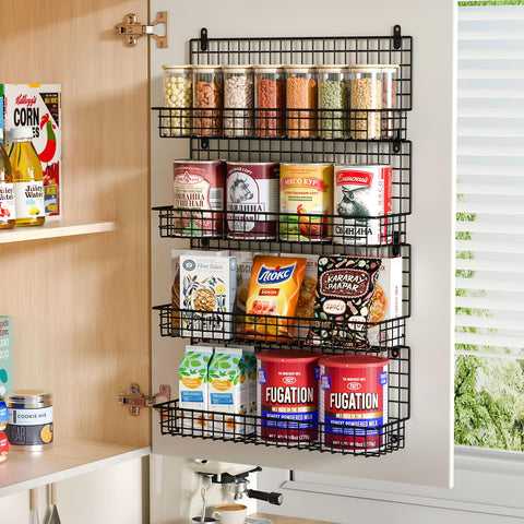X-cosrack four-tier iron spice rack stacks neatly for clear visibility