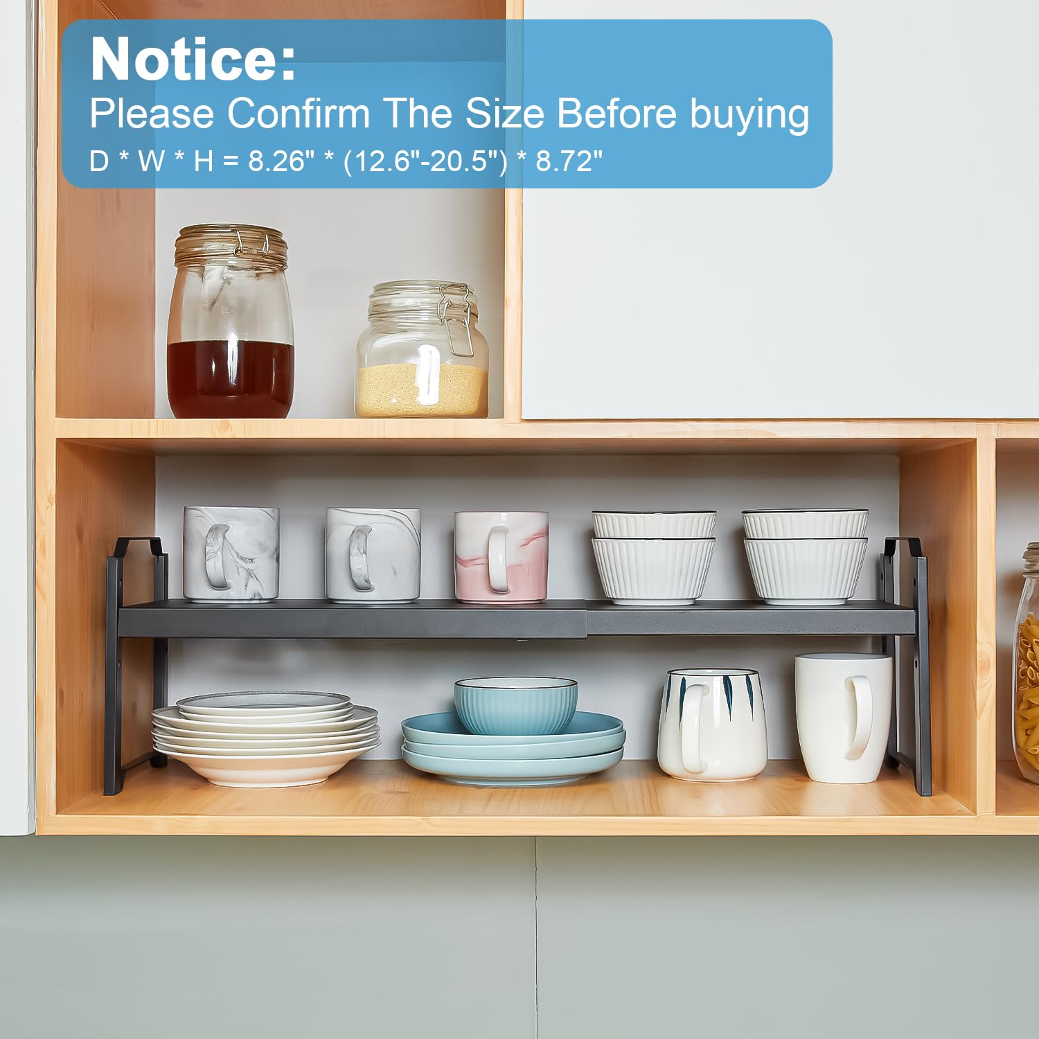 X-cosrack kitchen counter storage ideal for cups, dishes, and spices.