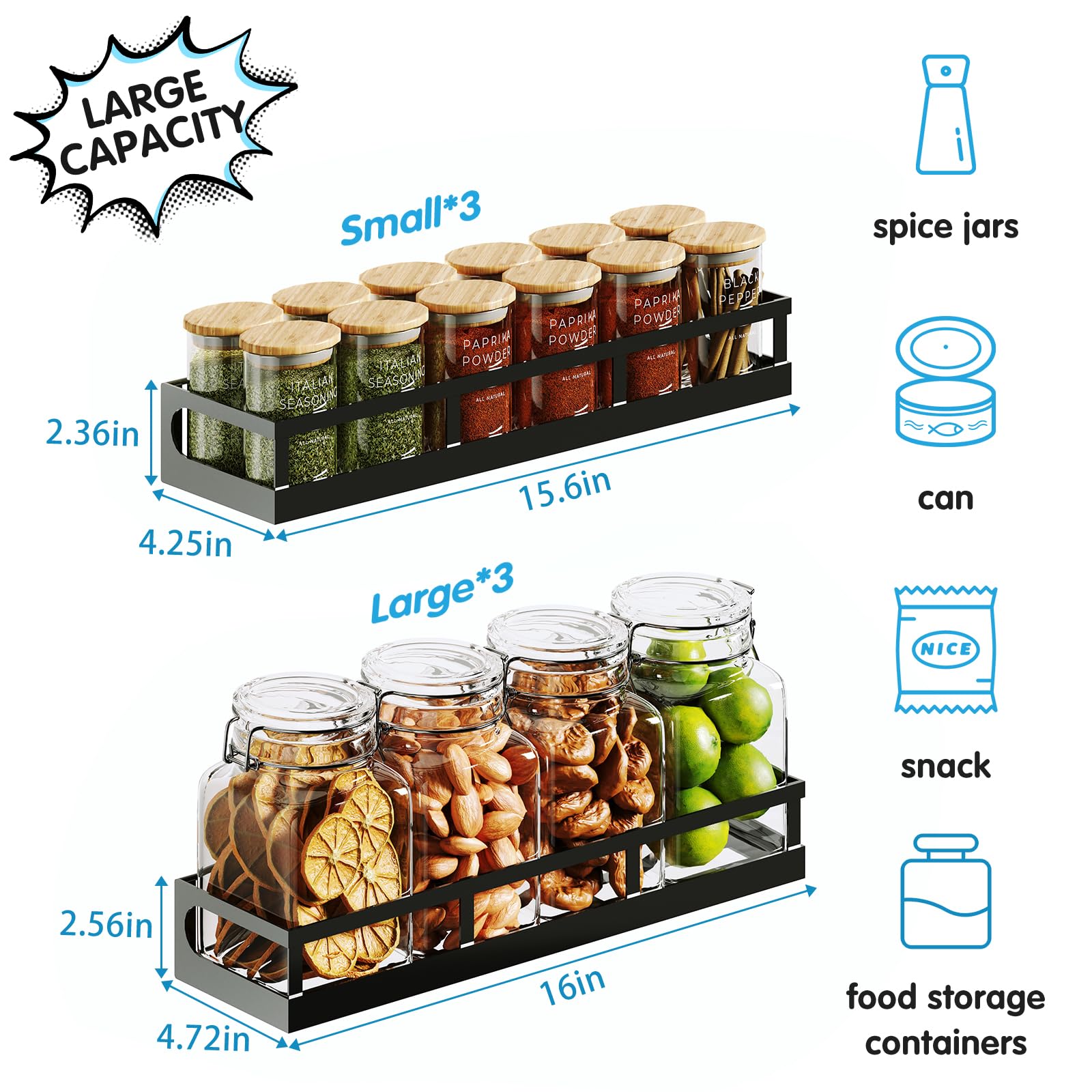 X-cosrack organized kitchen with efficient spice shelf system
