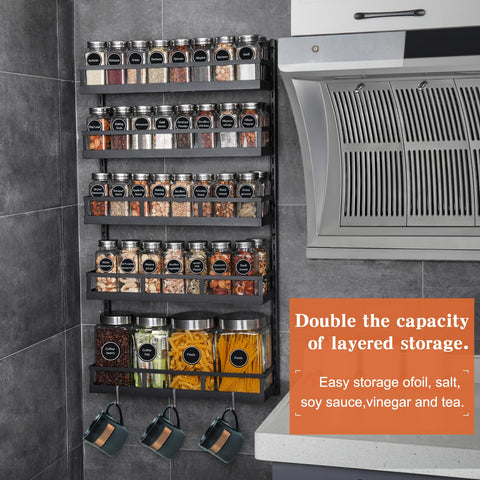 X-cosrack large capacity holds many spice jars at a glance