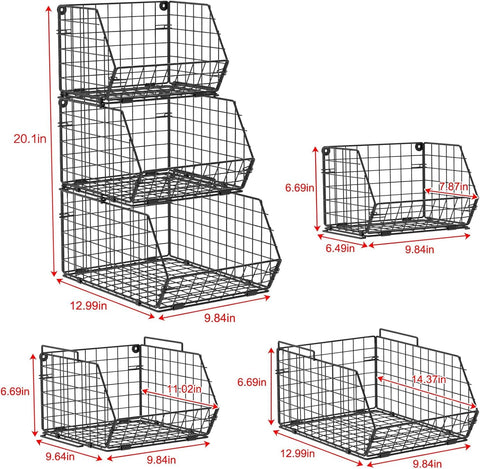 X-cosrack large, medium, and small baskets for hierarchical storage.