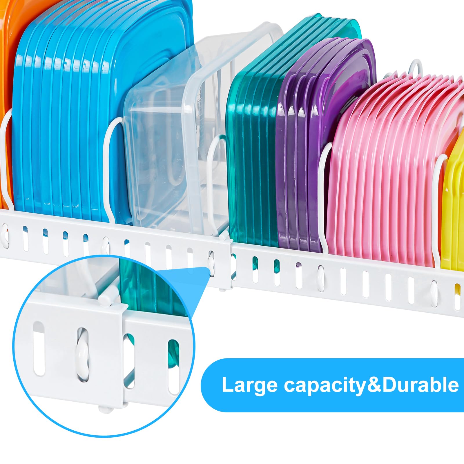 X-cosrack fits cabinets and cupboards for efficient lid storage.