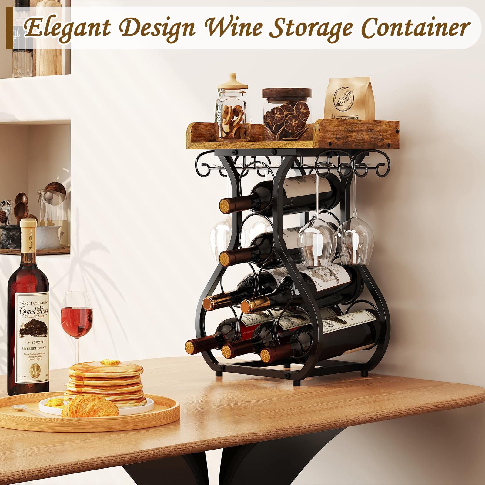X-cosrack mini bar wine cabinet top displaying rustic wood finish