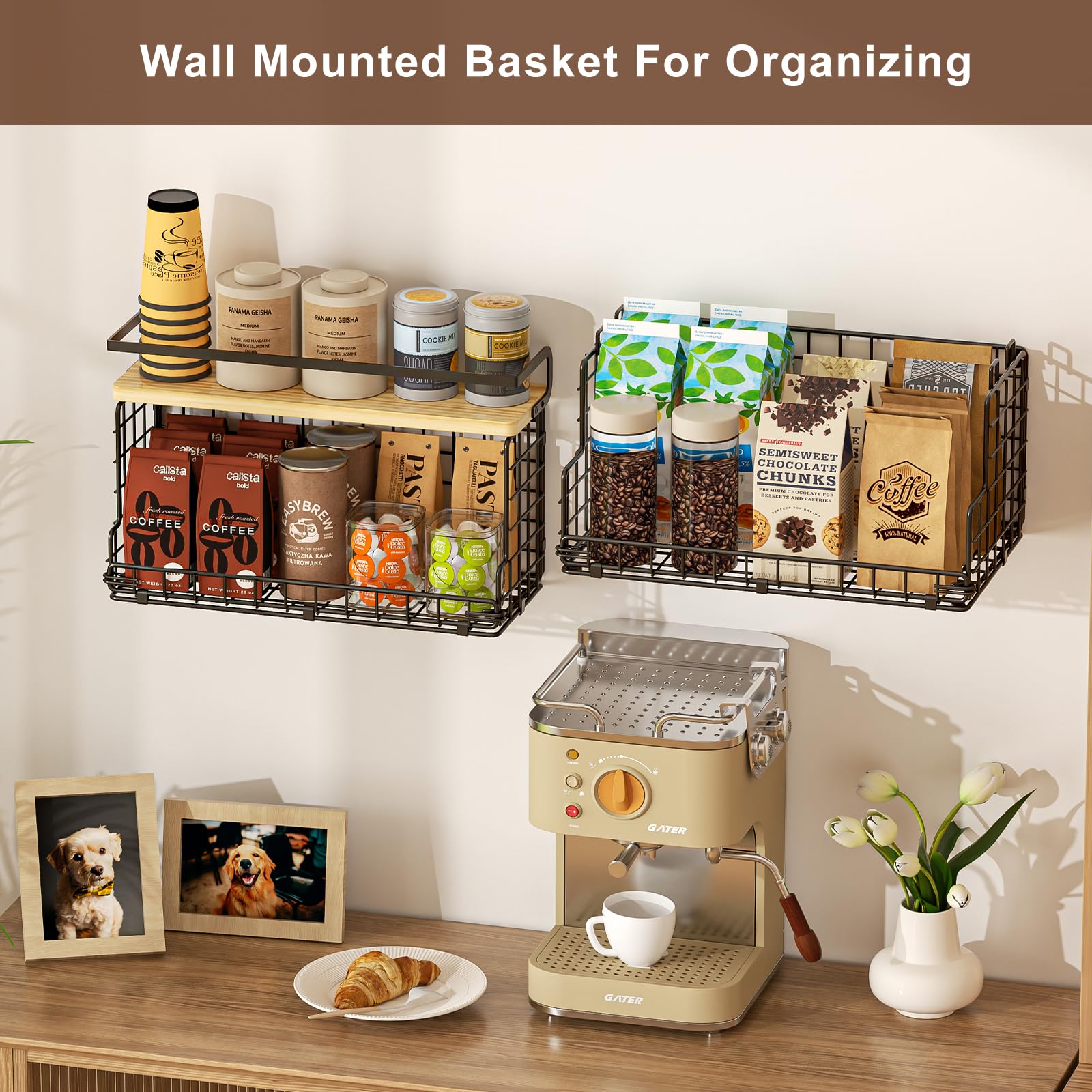 X-cosrack 3-tier organizer keeps fruits, snacks, and small items organized.