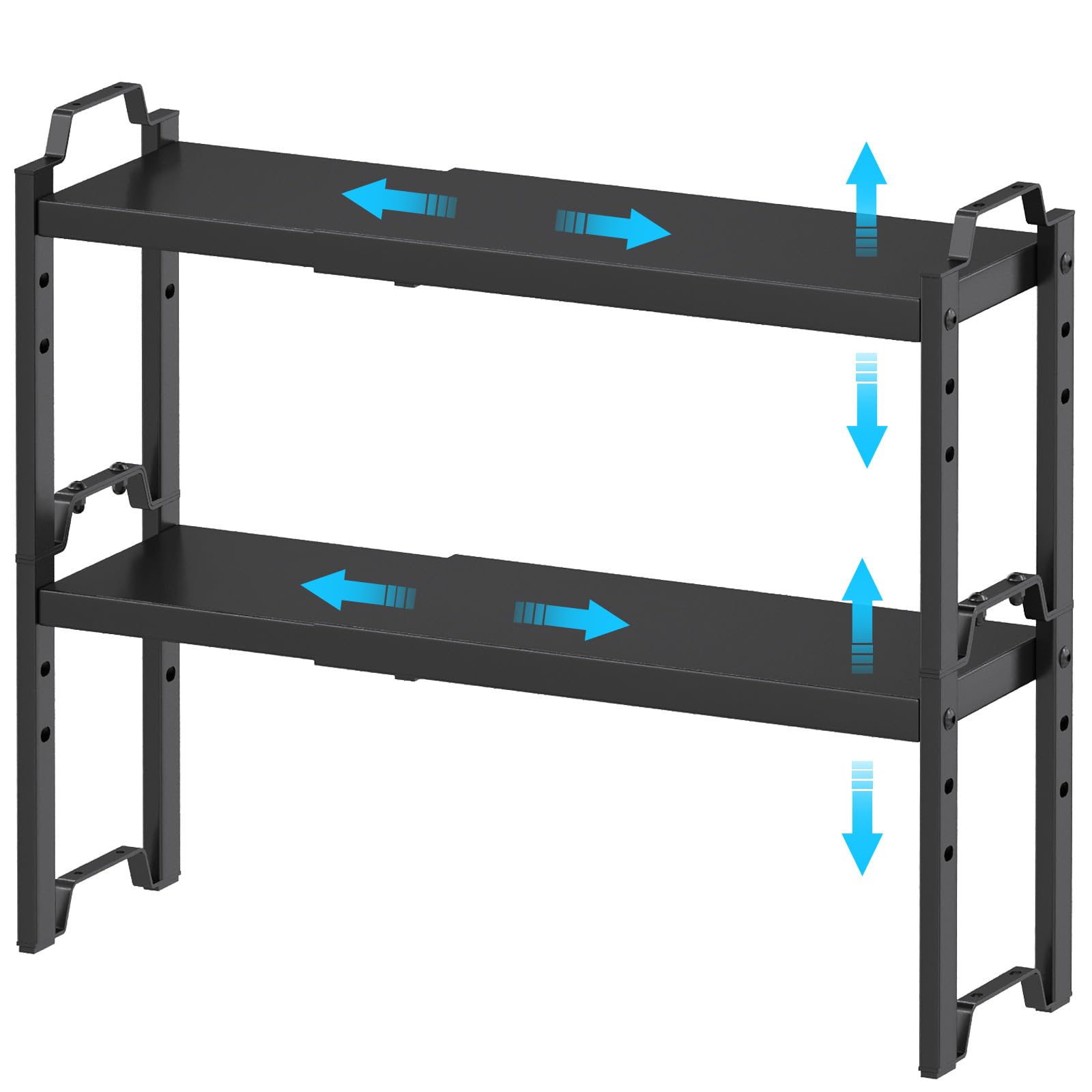 X-cosrack narrow expandable shelf extended to fit wider cabinet spaces.