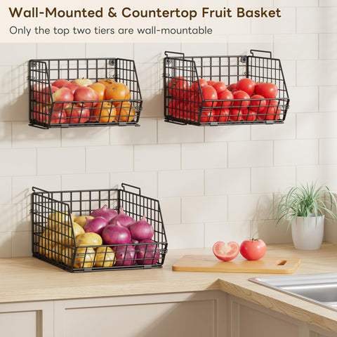 X-cosrack potato and onion storage basket with separate tiers.