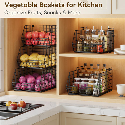 X-cosrack multi-purpose basket for snacks, cans, and pantry items.