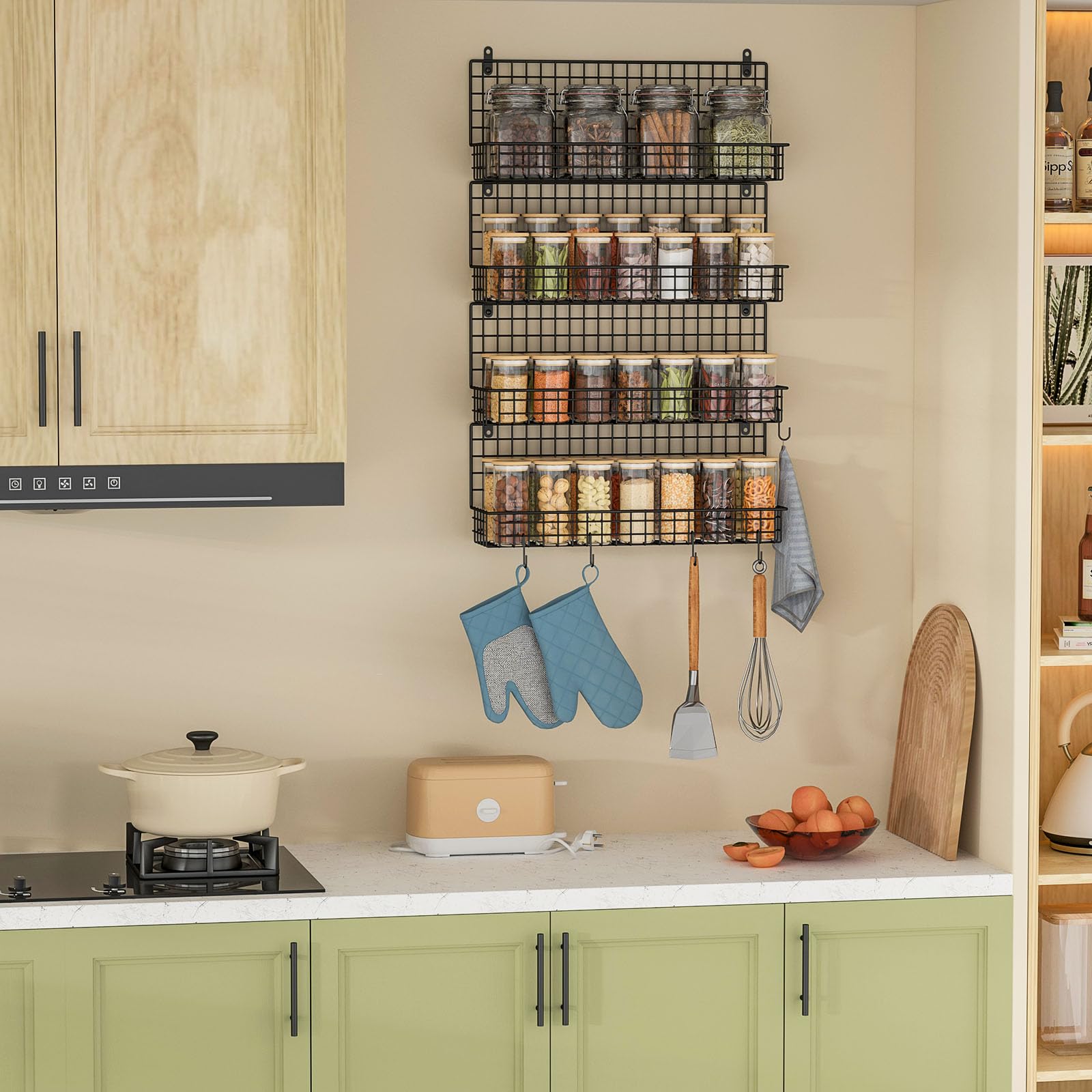 X-cosrack five hooks add extra hanging space for utensils or towels