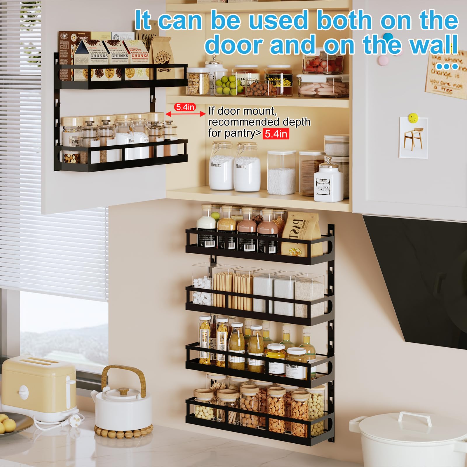 X-cosrack large-basket section fits taller spice bottles neatly