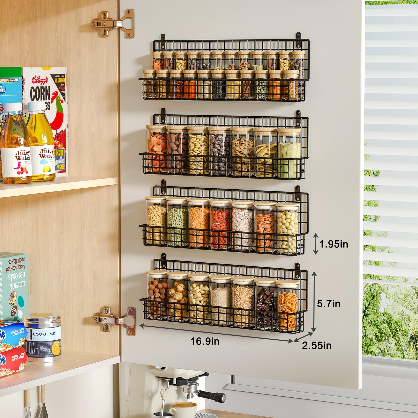 X-cosrack wall mounting design shown on pantry door for saves space