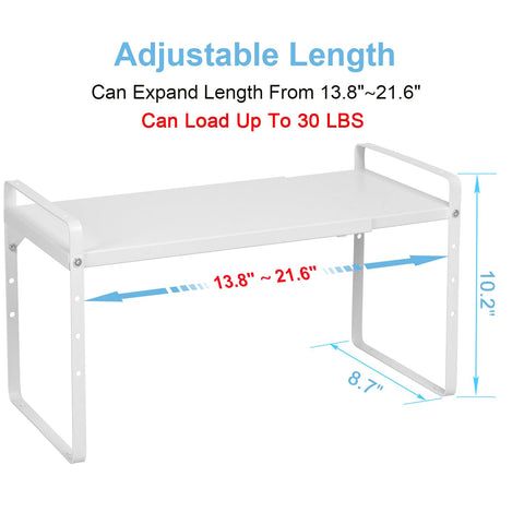 X-cosrack stackable kitchen shelves optimize vertical storage space.