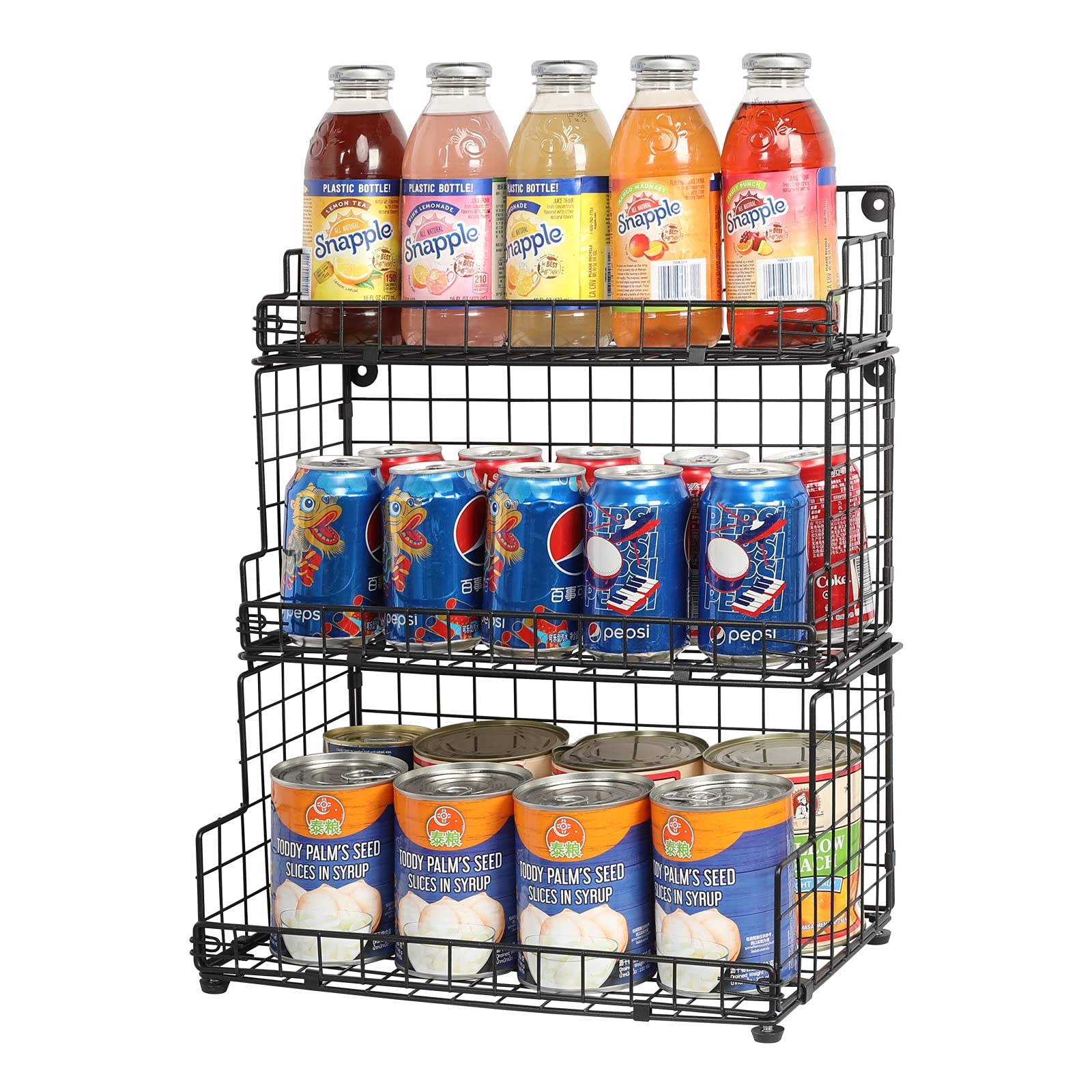 X-cosrack three-basket system in varied sizes for fruit, snacks, cans