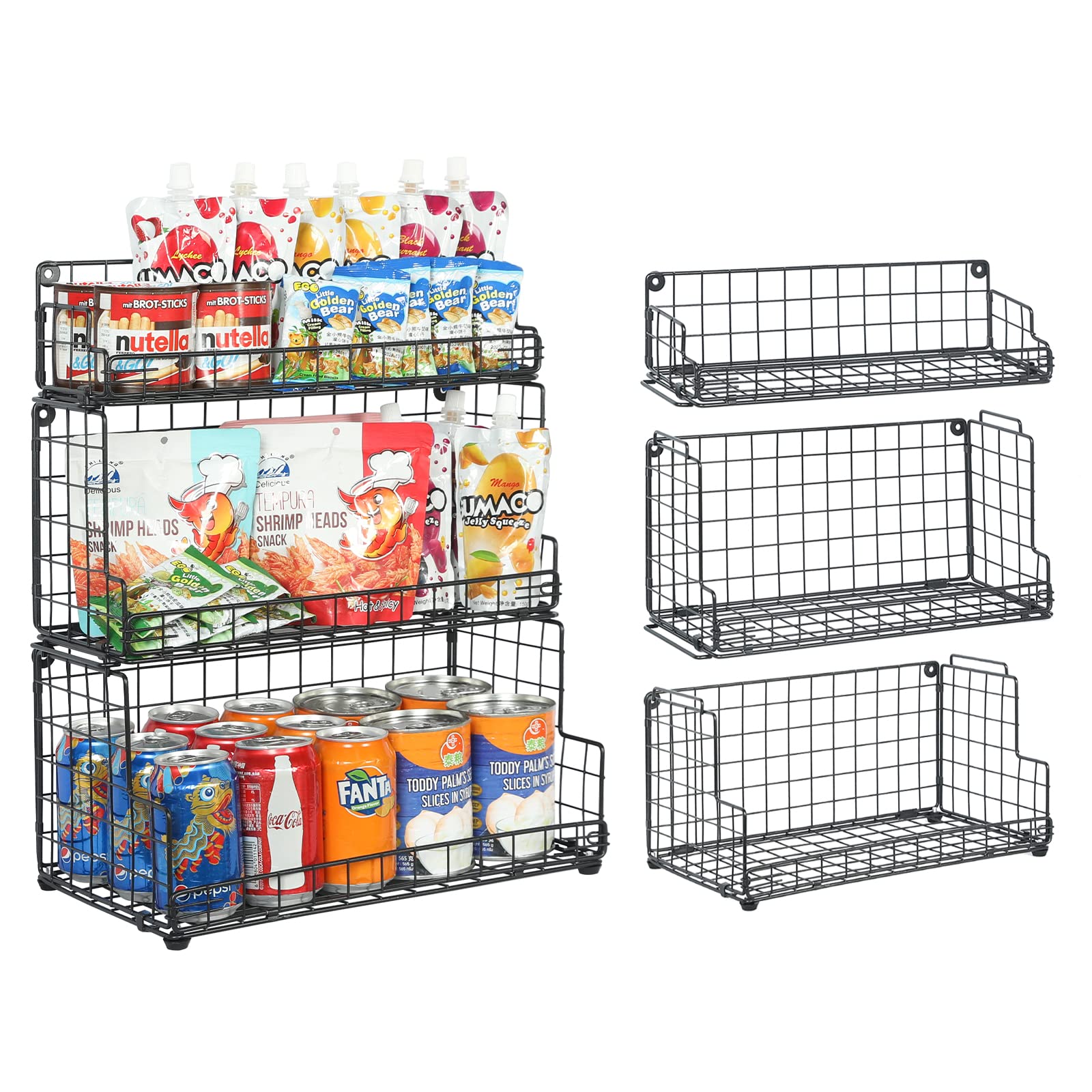 X-cosrack stackable 3-tier basket front view for easy access storage
