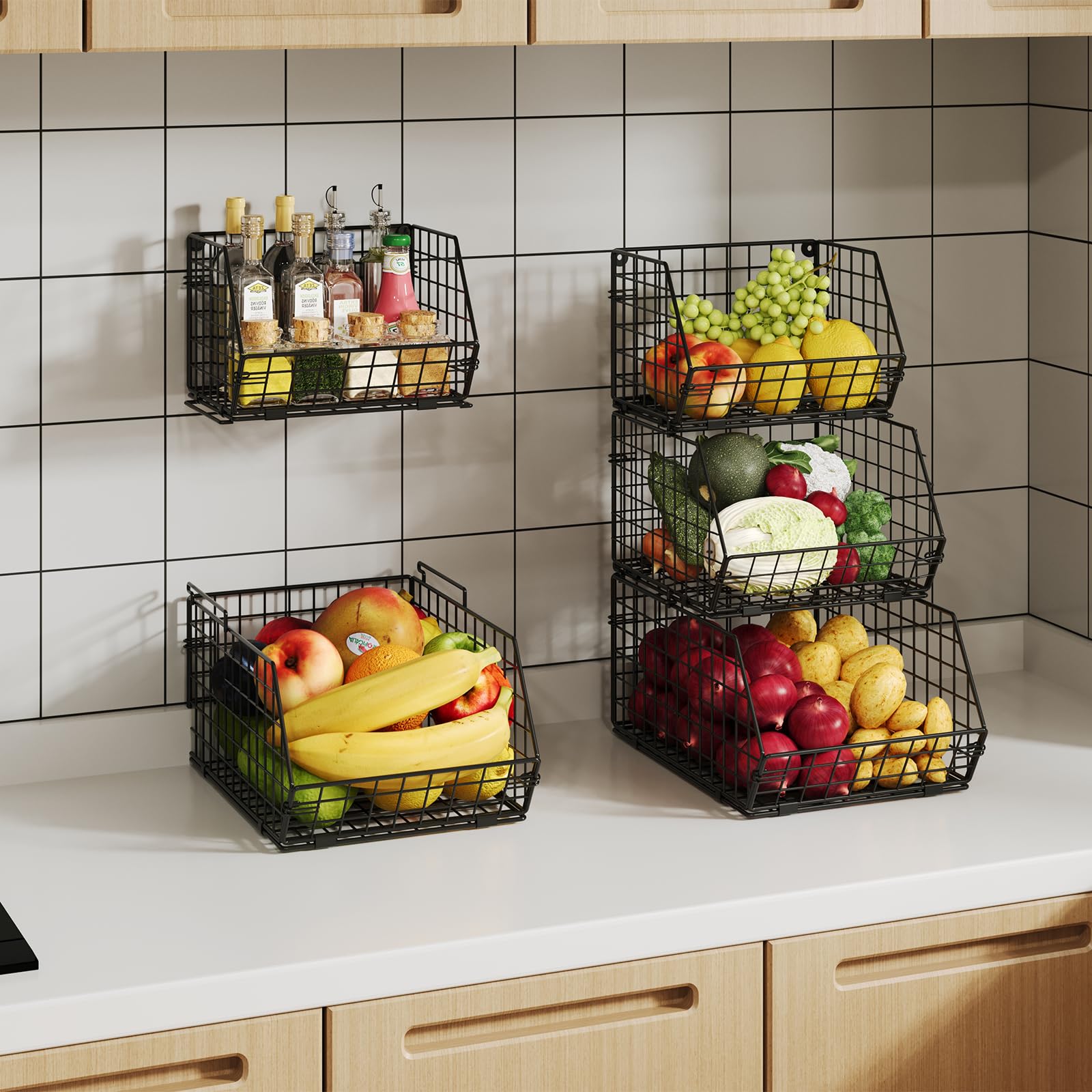 X-cosrack wall-mounted basket saves counter space.