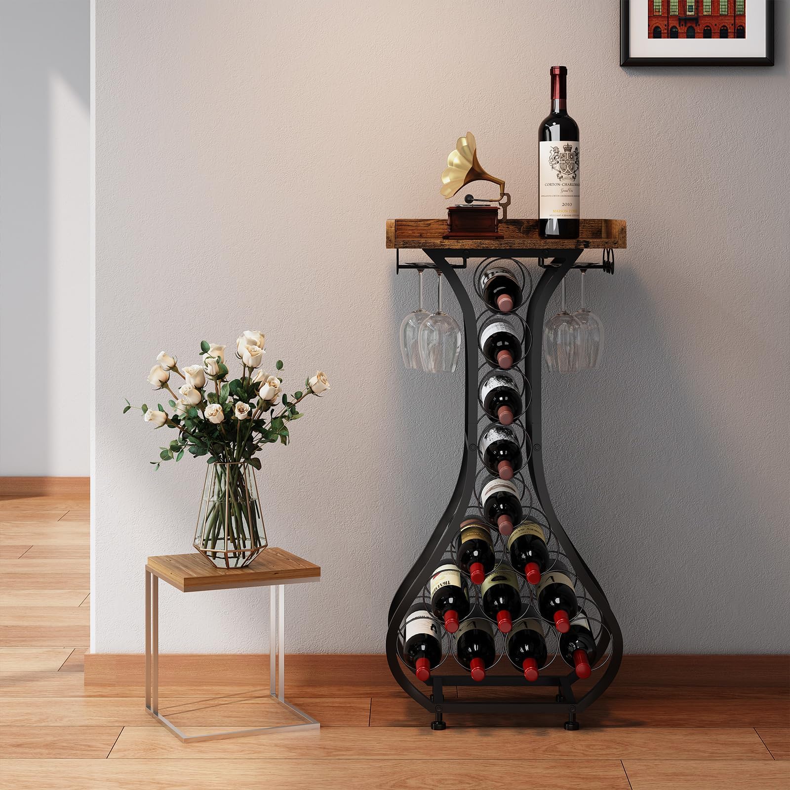 X-cosrack wine rack with hooks for four glasses