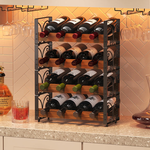 X-cosrack stackable wine rack on counter showing organized bottles