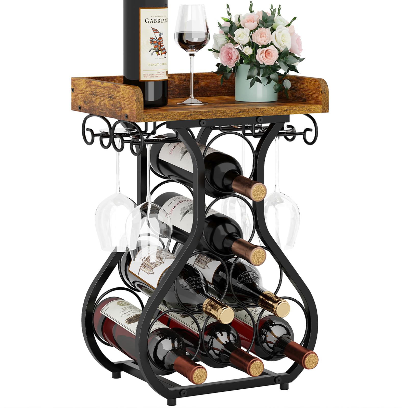 X-cosrack wine rack with glass holder image showing compact countertop storage