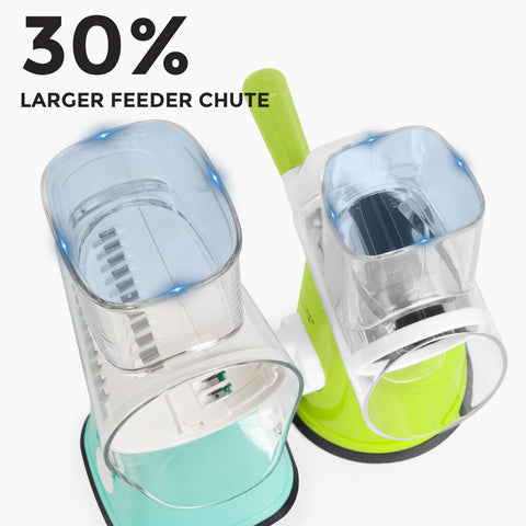 X Home feeder chute enables easy loading and less prep time
