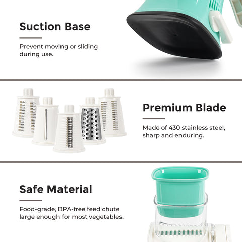 X Home suction base keeps the grater steady on the counter