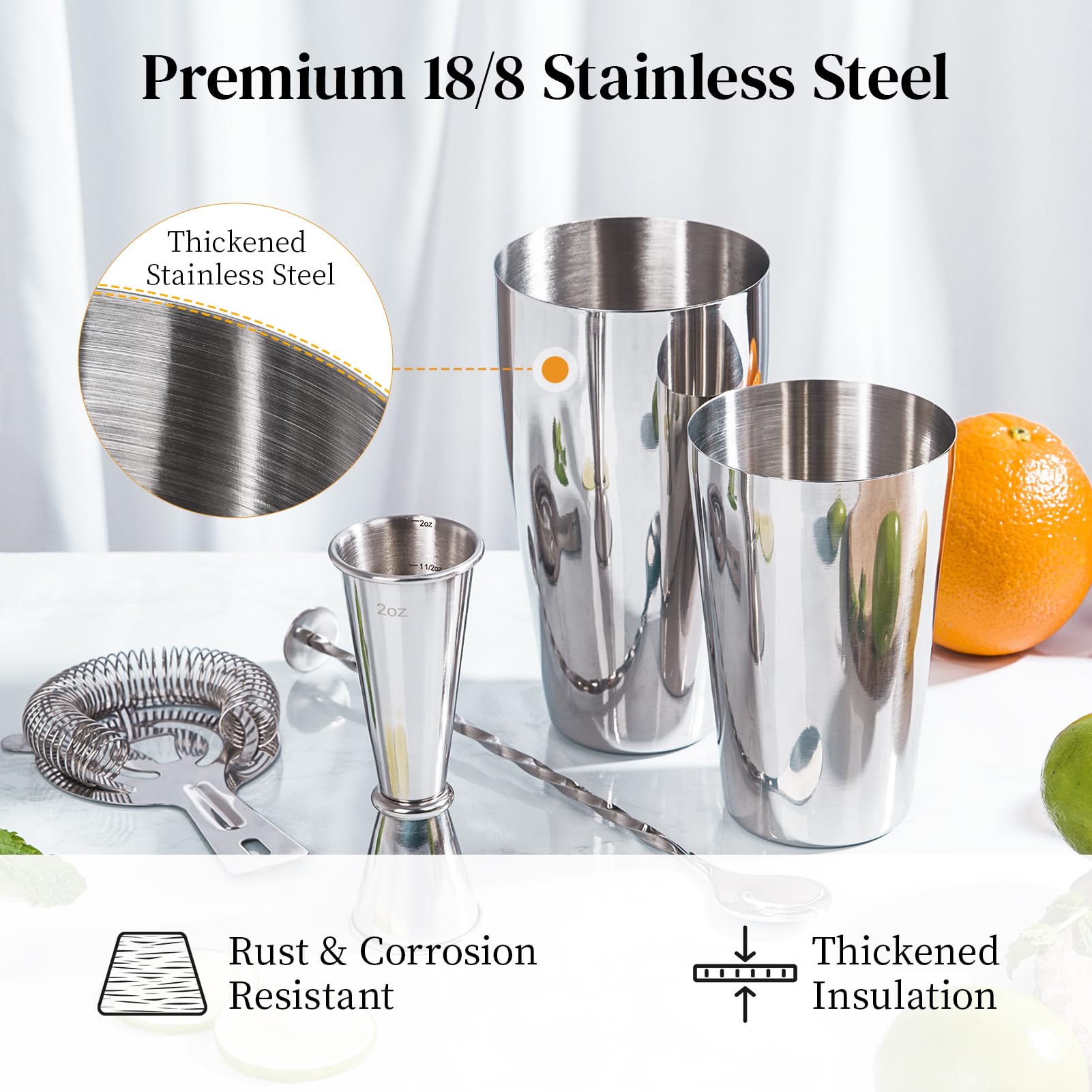 X Home double measuring jigger with internal marks for accurate pours.