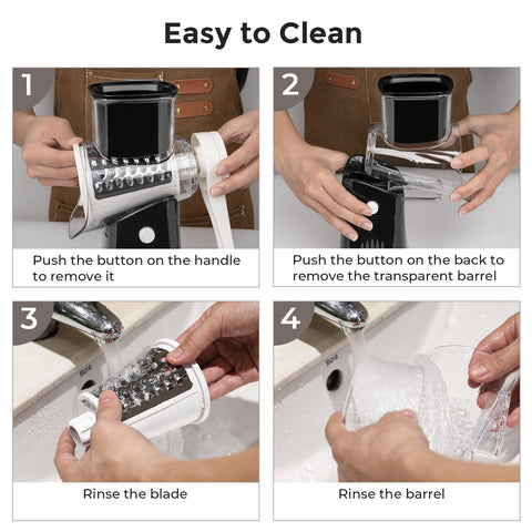 X Home detachable blades rinse under faucet for fast cleanup.
