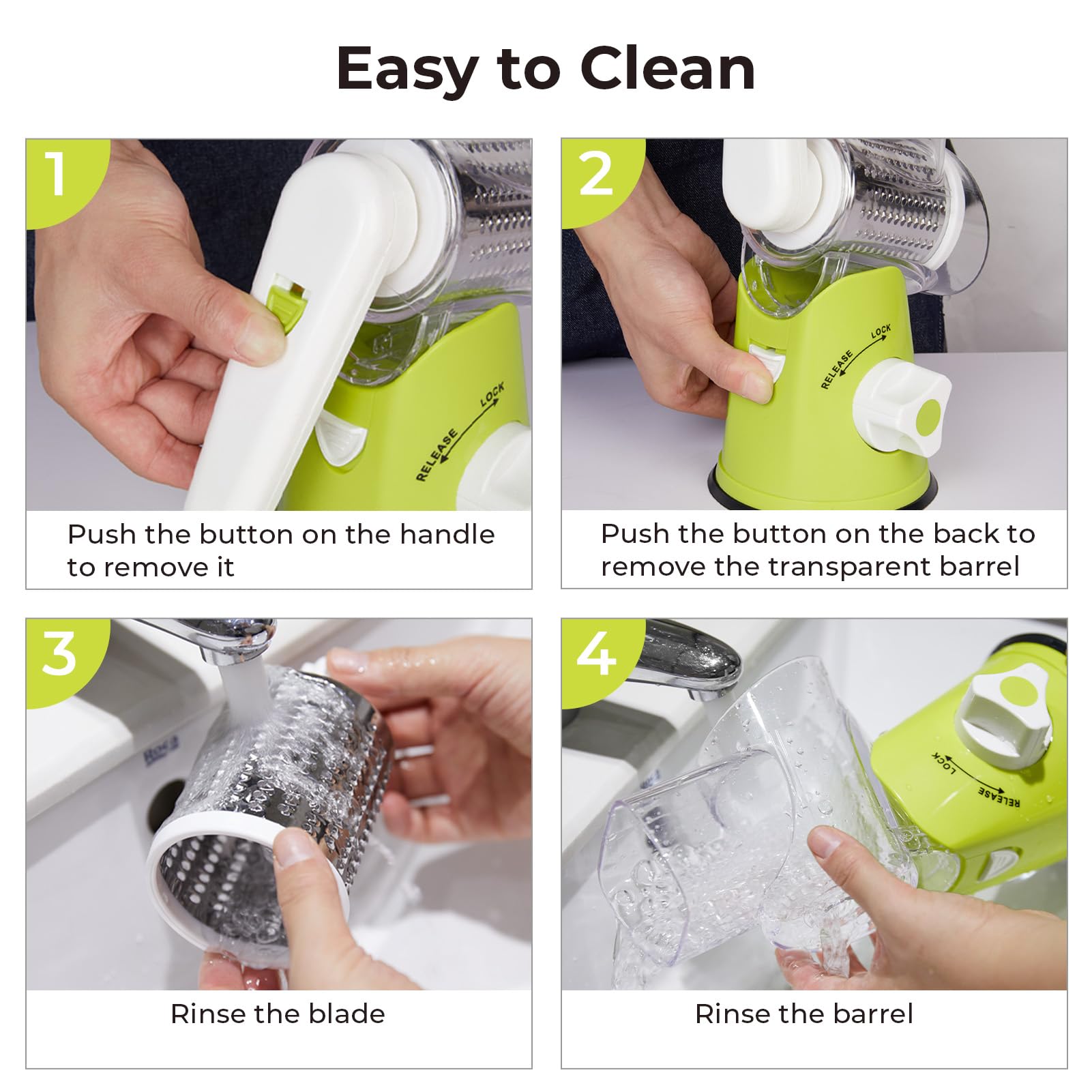 X Home Rotary Cheese Grater compact design stores easily between uses.