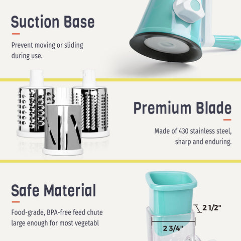 X Home rotary cheese grater food pusher protects your hands.