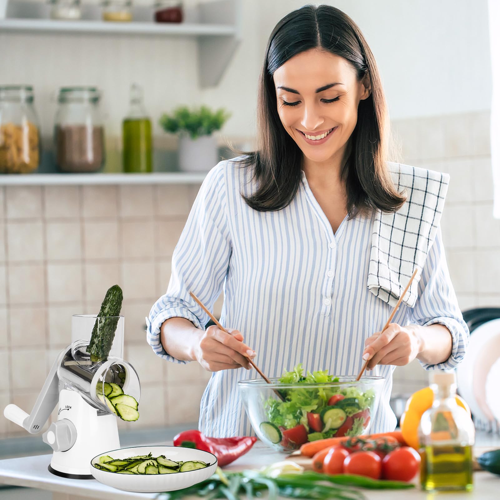 X Home Rotary Cheese Grater compact design fits any kitchen counter