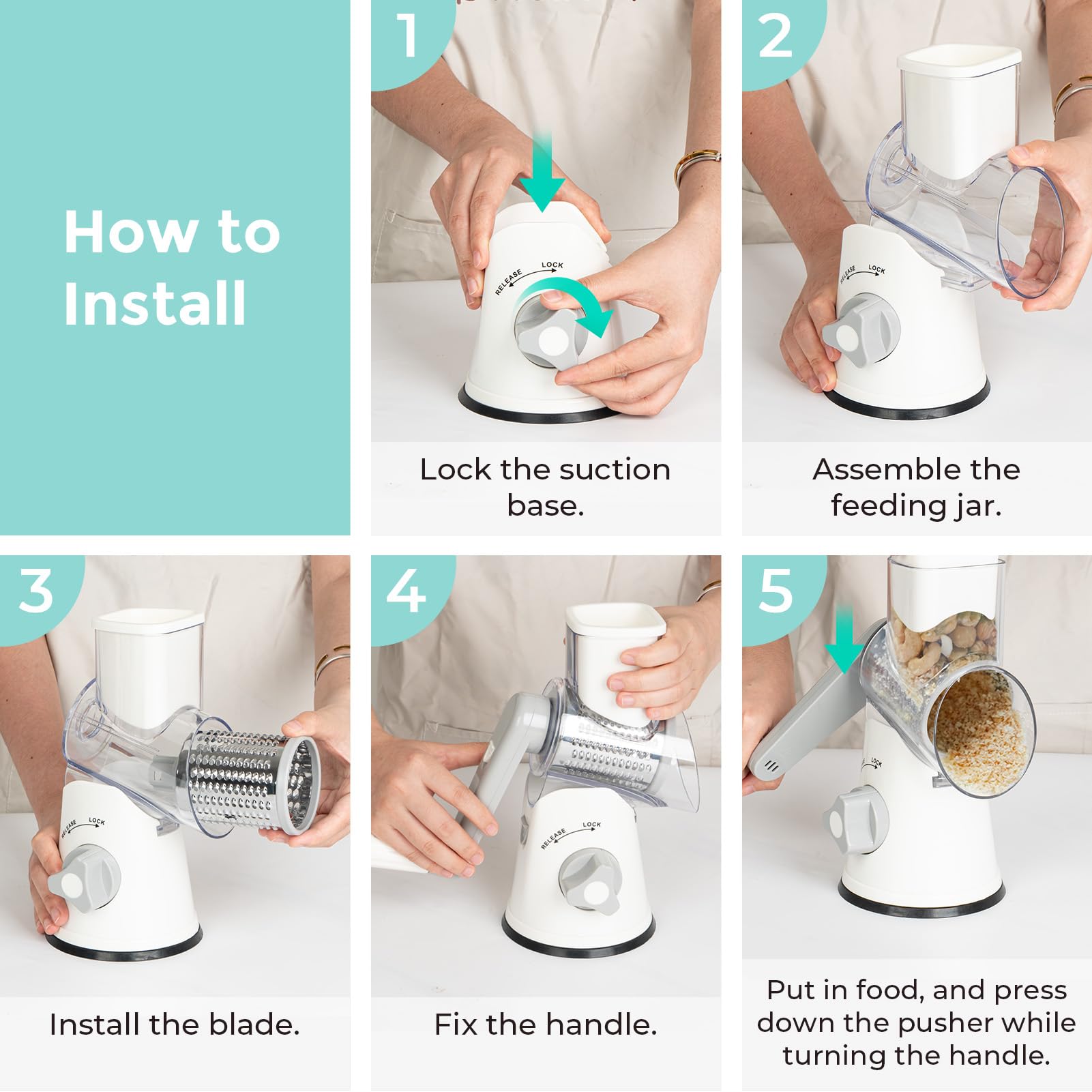 X Home Rotary Cheese Grater handles nuts and chocolate with ease