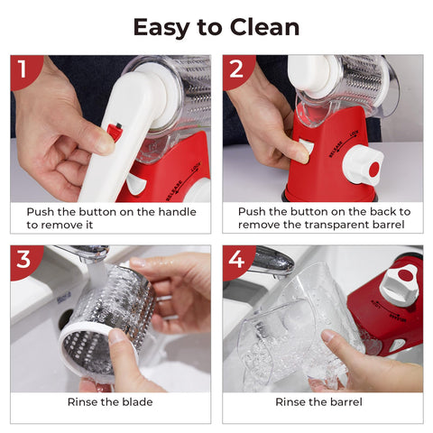 X Home Rotary Cheese Grater red housing adds stylish color to your kitchen.
