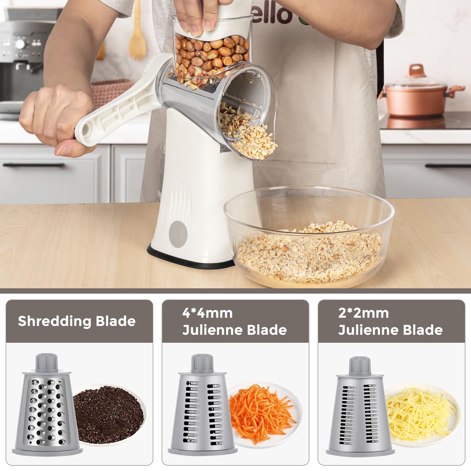 X Home rotary cheese grater suction base keeps it secure during use