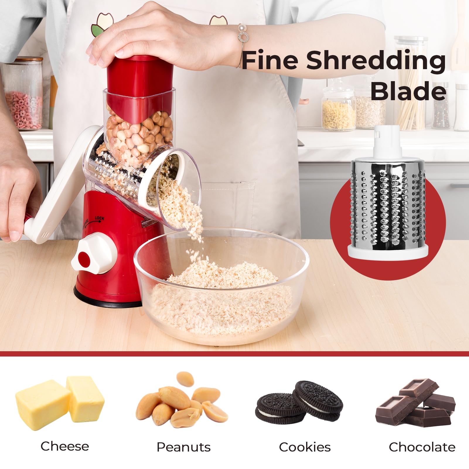 X Home Rotary Cheese Grater vegetable grater for effortless veggie prep.